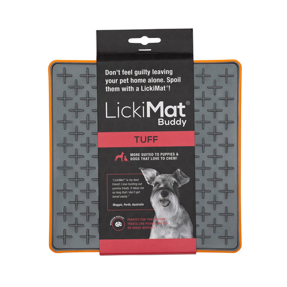 LickiMat Buddy Tuff Tough Slow Feeder Boredom Buster Anxiety Reliever Dogs and Cats - Orange