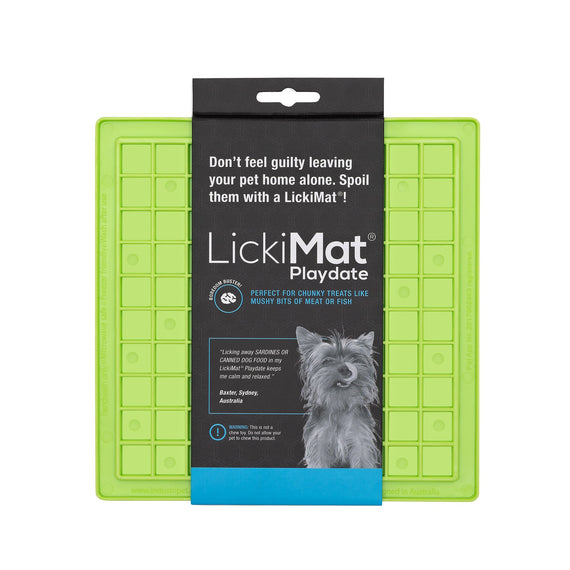 LickiMat Playdate Slow Feeder Boredom Buster Anxiety Reliever Dogs and Cats - Green