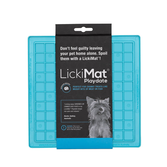 LickiMat Playdate Slow Feeder Boredom Buster Anxiety Reliever Dogs and Cats - Turquoise