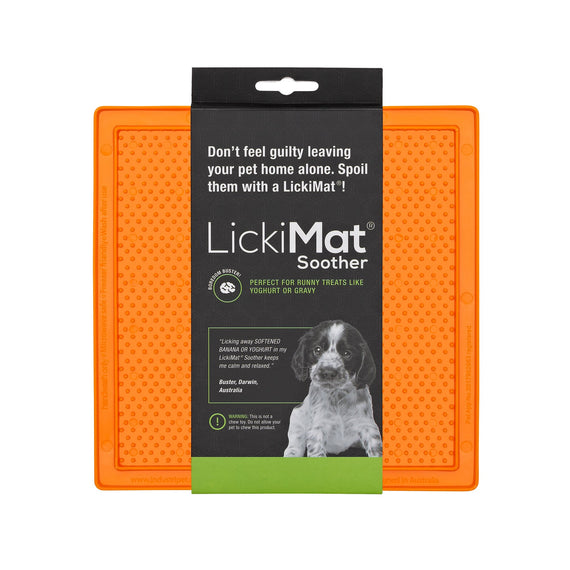 LickiMat Soother Slow Feeder Boredom Buster Anxiety Reliever Dogs and Cats - Orange