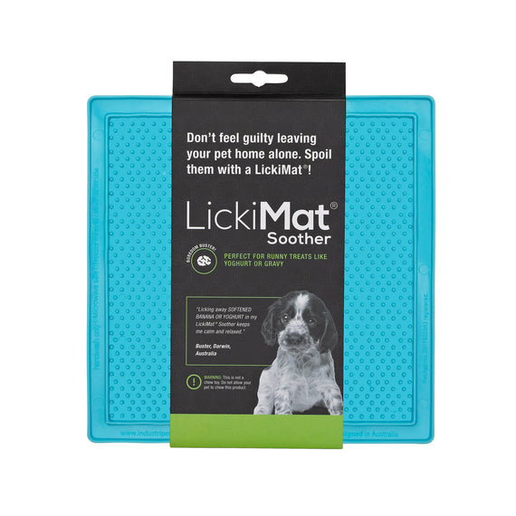 LickiMat Soother Slow Feeder Boredom Buster Anxiety Reliever Dogs and Cats - Turquoise